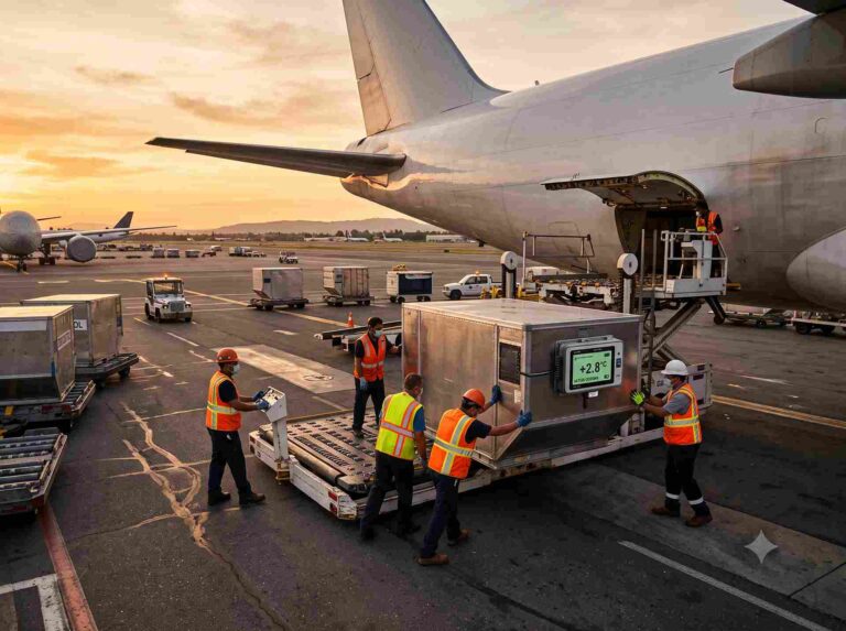 Temperature controlled cargo shipping at airport