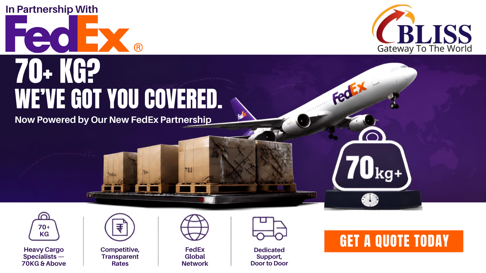 Bliss International Cargo Partners with FedEx for 70KG+ Heavy Shipments!
